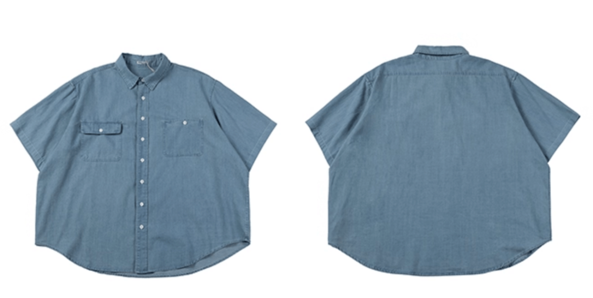 ダメージ加工デニム半袖シャツ / Distressed Denim Shirt N5524 - ファッション通販NNine(ナイン)
