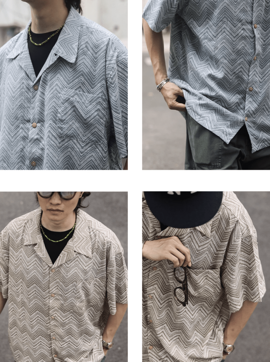 エスニックオープンカラーシャツ メンズ レディース 開襟 民族柄 春夏 / Ethnic Open Collar Shirt N5454 - メンズファッション通販 NNine(ナイン)