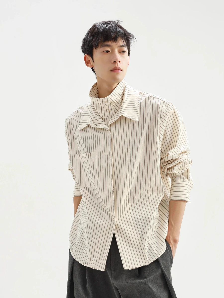 Fake two - piece striped shirt N5812 - ファッション通販NNine(ナイン)