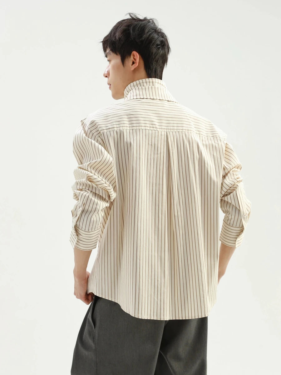 Fake two - piece striped shirt N5812 - ファッション通販NNine(ナイン)