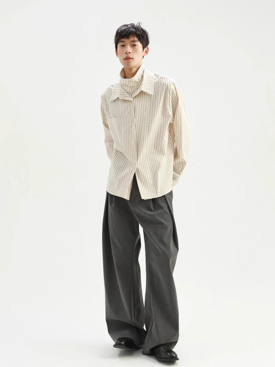 Fake two - piece striped shirt N5812 - ファッション通販NNine(ナイン)
