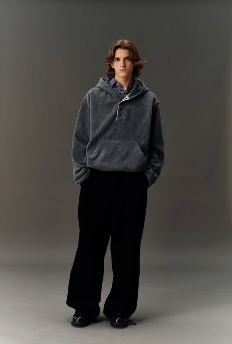【フリース】half button fleece hoodie N4596 - NNine