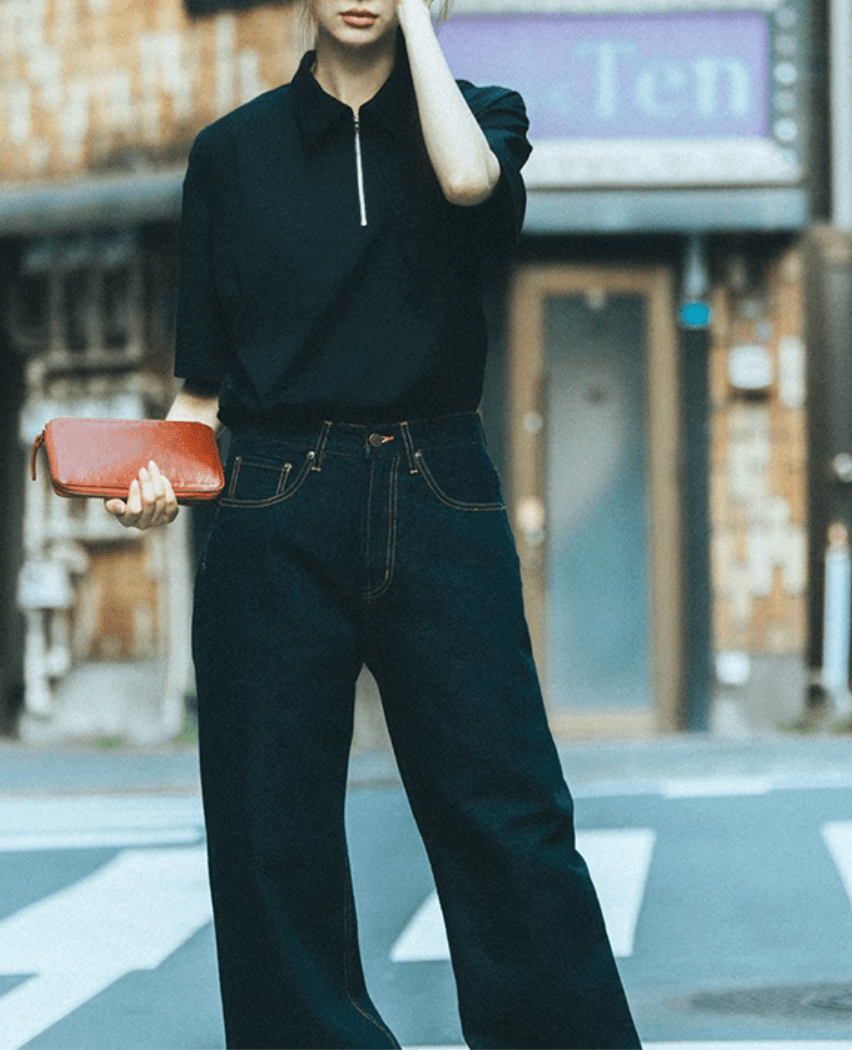 ストレッチ ハーフジップシャツ 縦型ポケット クレープ調 / Half Zip Polo N5396 - メンズファッション通販 NNine(ナイン)