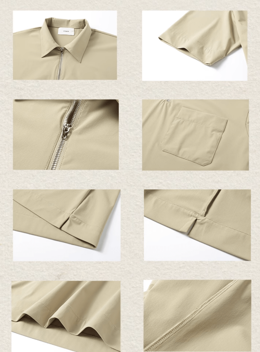 ストレッチ ハーフジップシャツ 縦型ポケット クレープ調 / Half Zip Polo N5396 - メンズファッション通販 NNine(ナイン)