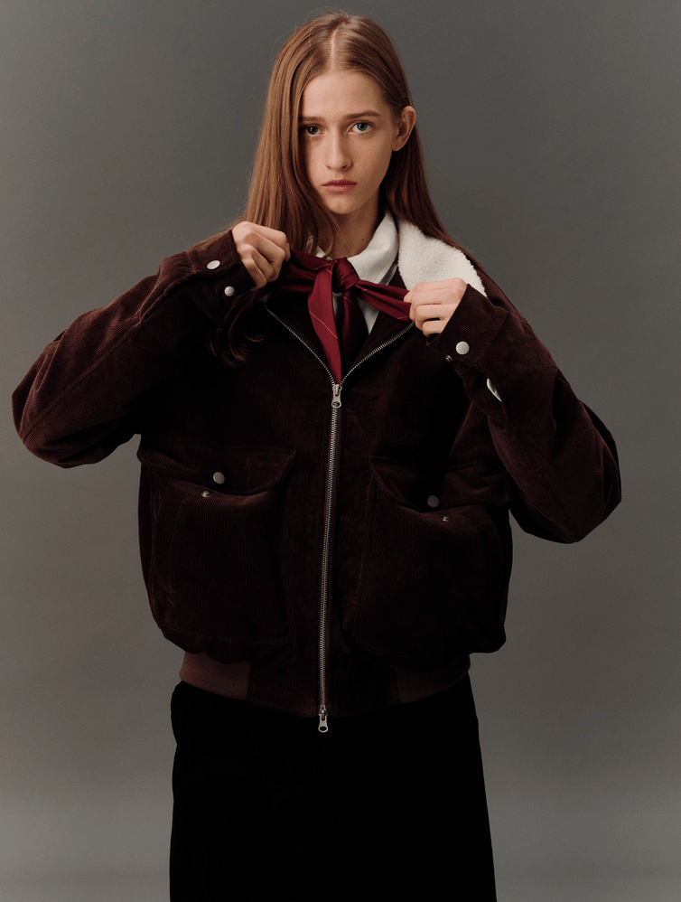 【コーデュロイジャケット】Lamb fur collar corduroy jacket N4836 - NNine