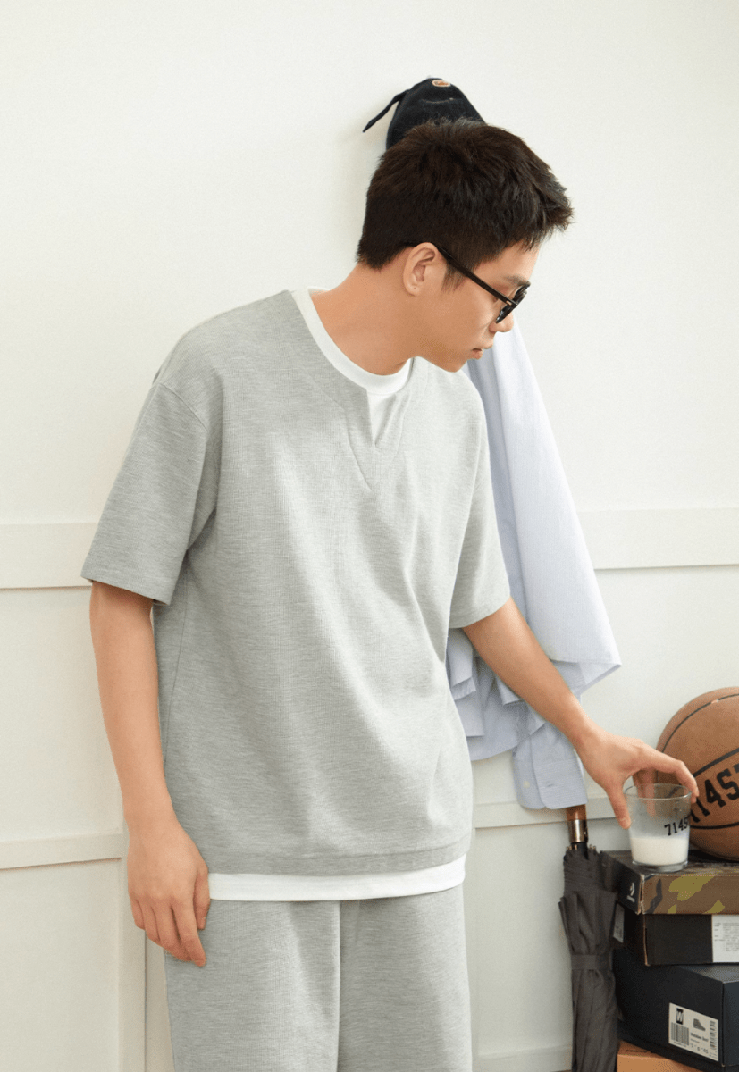 Layered waffle short sleeve T-shirt N5153 - ファッション通販 NNine(ナイン)