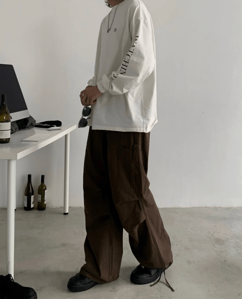 裾ドローコード付き・ワイドカーゴパンツ N5667 - ファッション通販NNine(ナイン)