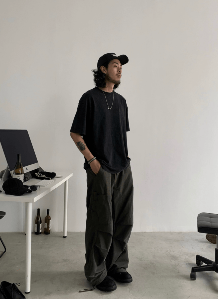 裾ドローコード付き・ワイドカーゴパンツ N5667 - ファッション通販NNine(ナイン)