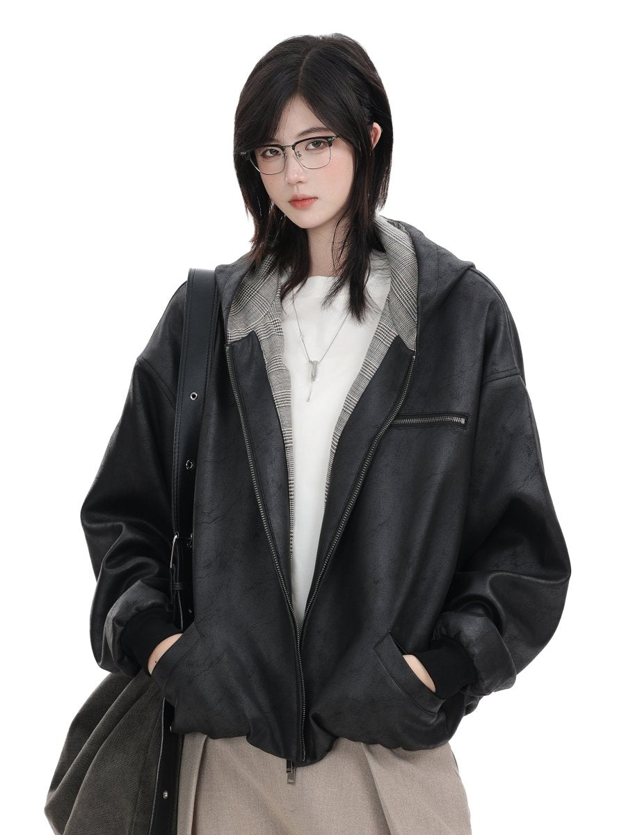 ビッグシルエットフェイクレザーパーカー N5922 - ファッション通販NNine(ナイン)
