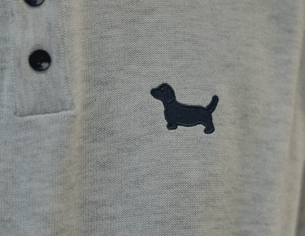 シルク混 犬刺繍 バイカラーカラー ニットポロシャツ N6942 - ファッション通販NNine(ナイン)