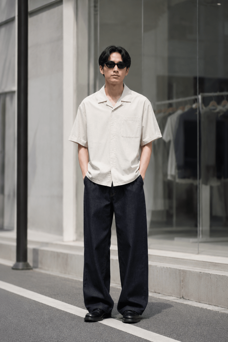 テンセルリネン混 キューバカラー リラックスシャツ N6989 - ファッション通販NNine(ナイン)