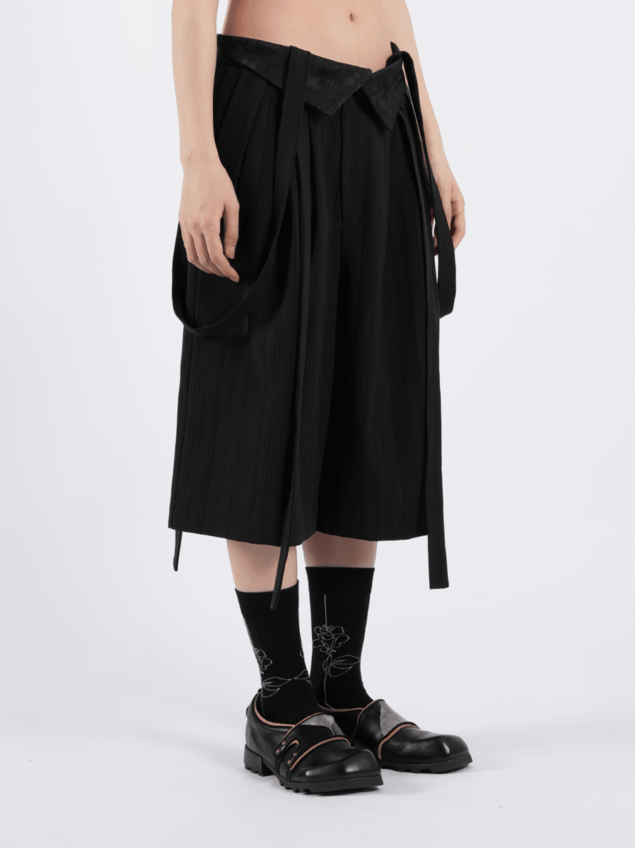 サスペンダー付き ワイド クロップドパンツ N7041 - ファッション通販NNine(ナイン)