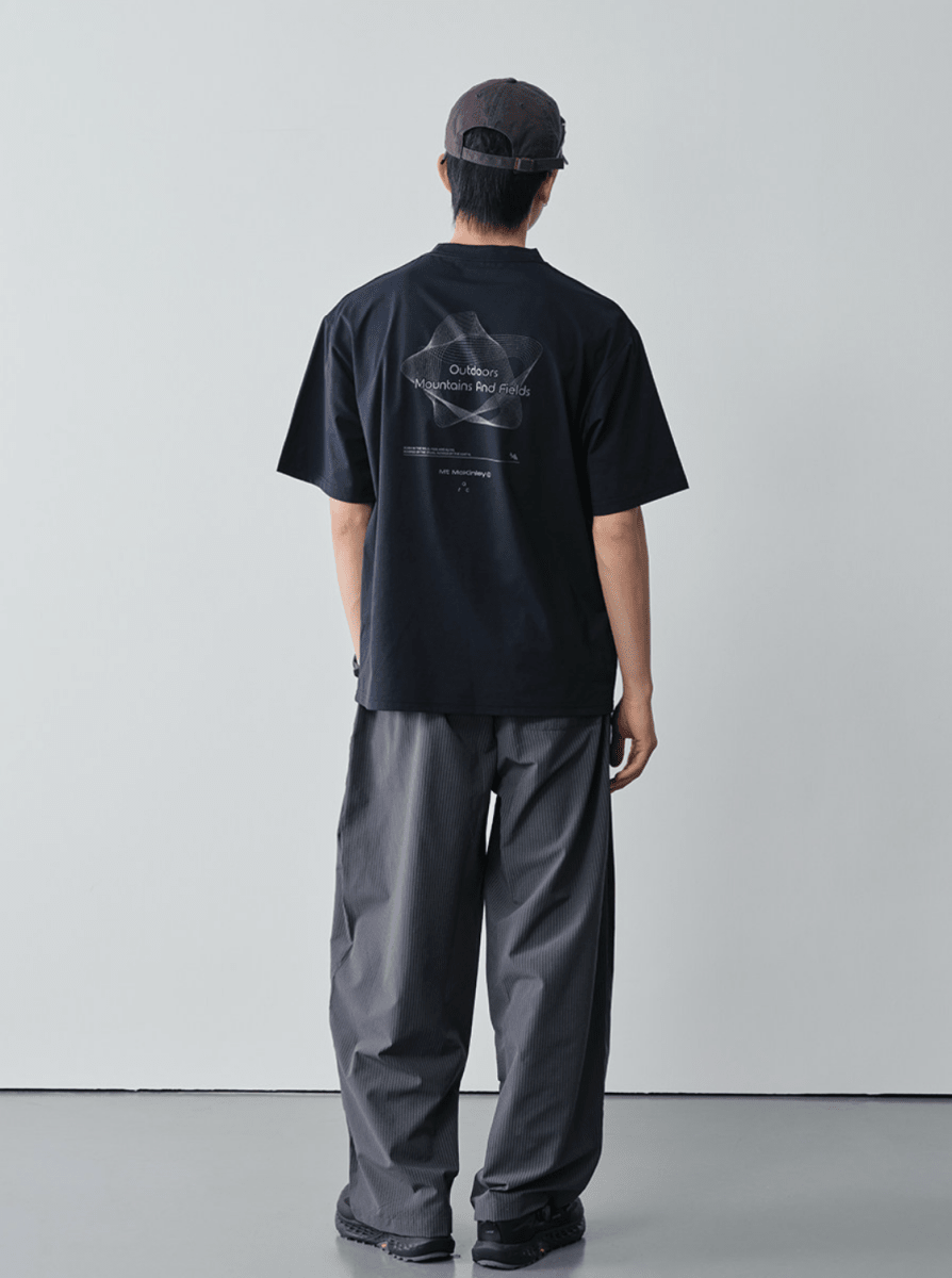 通気 サッカー地ストライプカーブワイドパンツ N7138 - ファッション通販NNine(ナイン)