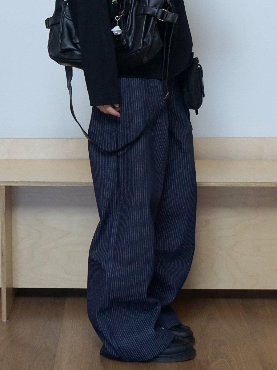 ストライプワイドストレートデニムパンツ N7284 - ファッション通販NNine(ナイン)
