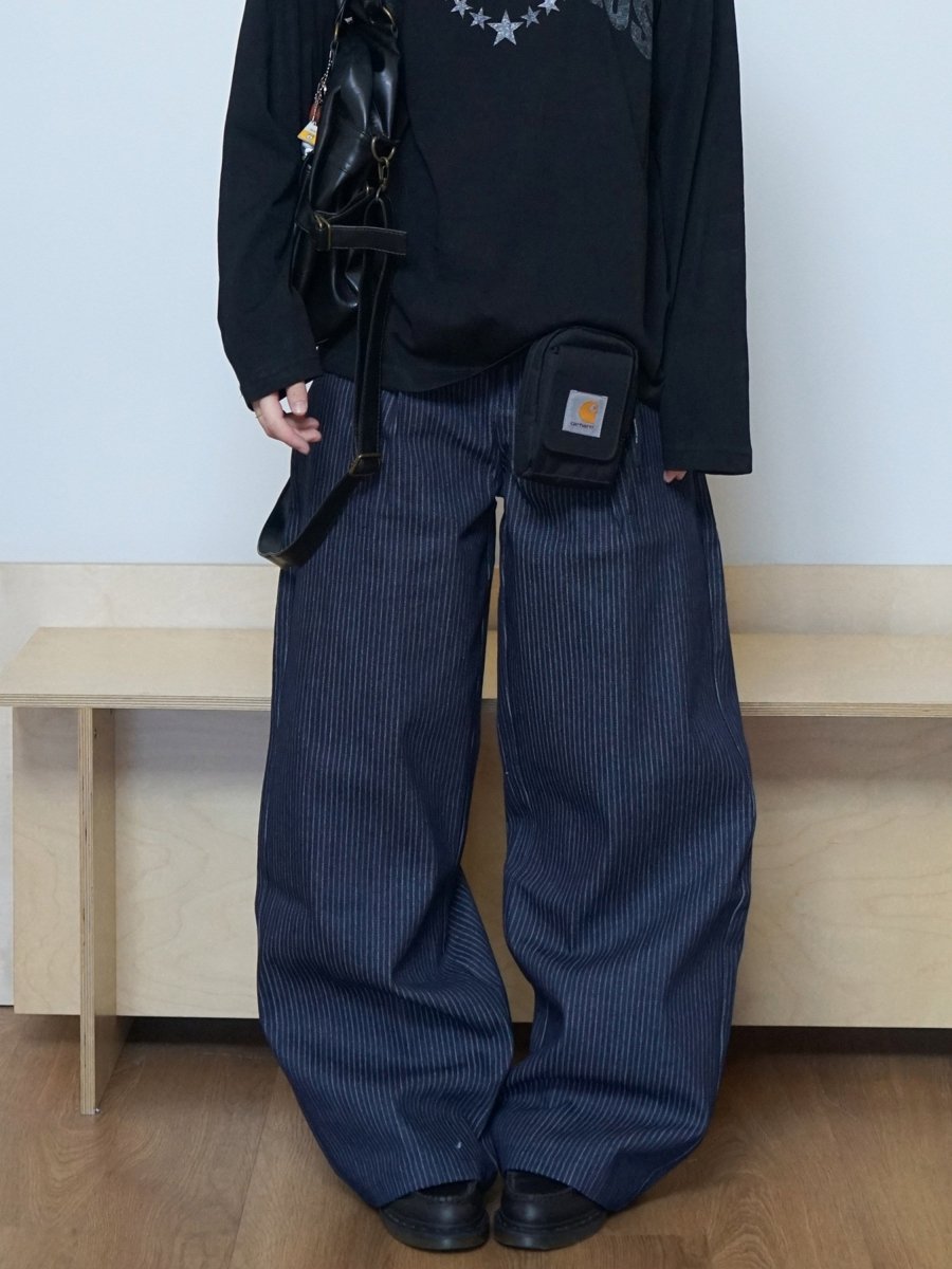 ストライプワイドストレートデニムパンツ N7284 - ファッション通販NNine(ナイン)