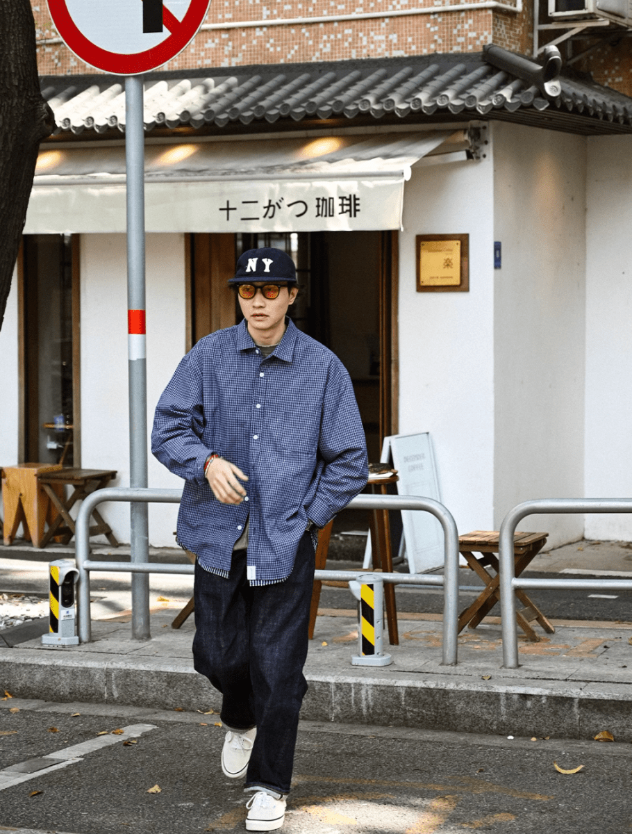 navy check shirt N5104 - ファッション通販 NNine(ナイン)
