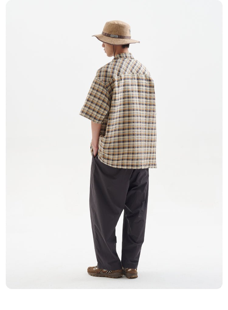 open collar check shirt / ストレッチレトロチェックシャツ N3734 - NNine