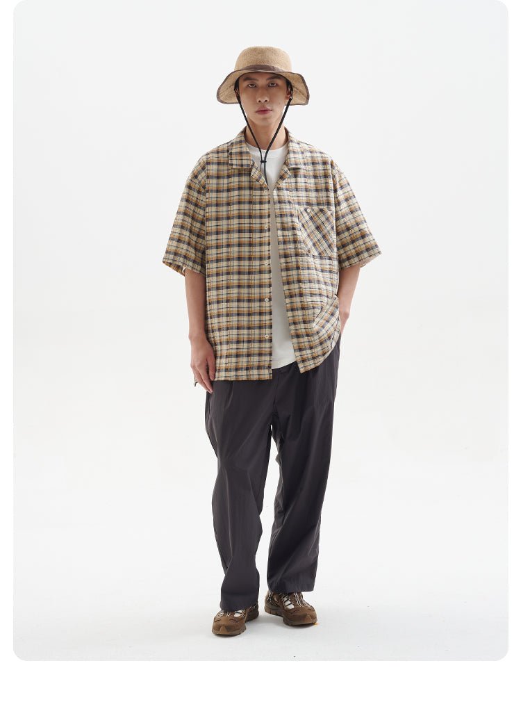 open collar check shirt / ストレッチレトロチェックシャツ N3734 - NNine