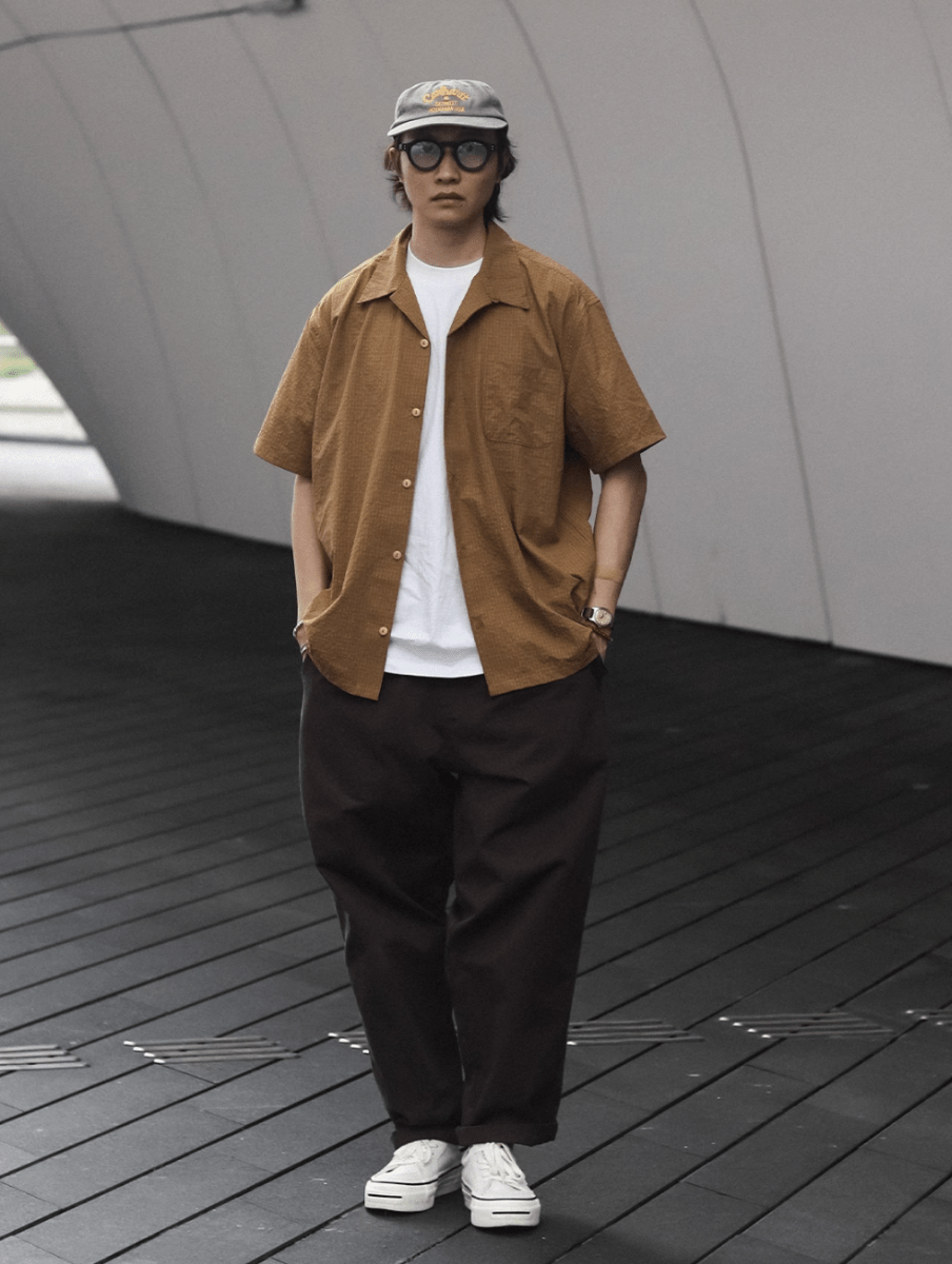 【個性派チェック柄】メンズ 半袖 オープンカラーシャツ ペイント風 春夏 | PAINT LINE CHECK SHIRT N5388 - ファッション通販 NNine(ナイン)