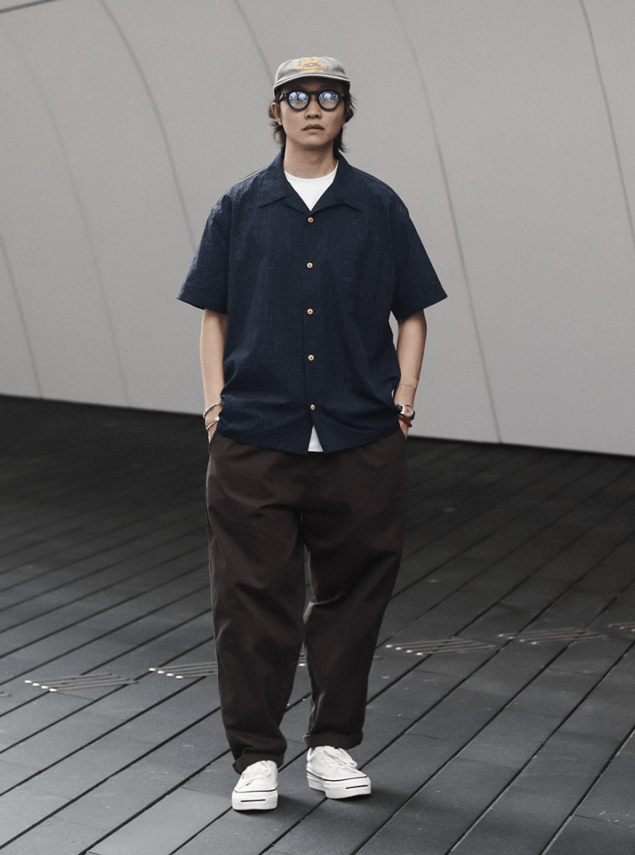 【個性派チェック柄】メンズ 半袖 オープンカラーシャツ ペイント風 春夏 | PAINT LINE CHECK SHIRT N5388 - ファッション通販 NNine(ナイン)
