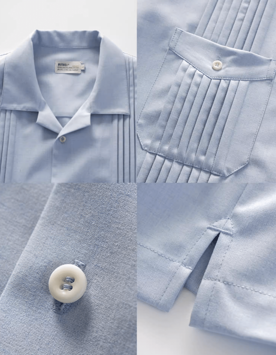 Pleat Detail Shirt / 繊細アコーディオンプリーツ メンズ開襟シャツ 上品 光沢感 N5357 - ファッション通販 NNine(ナイン)