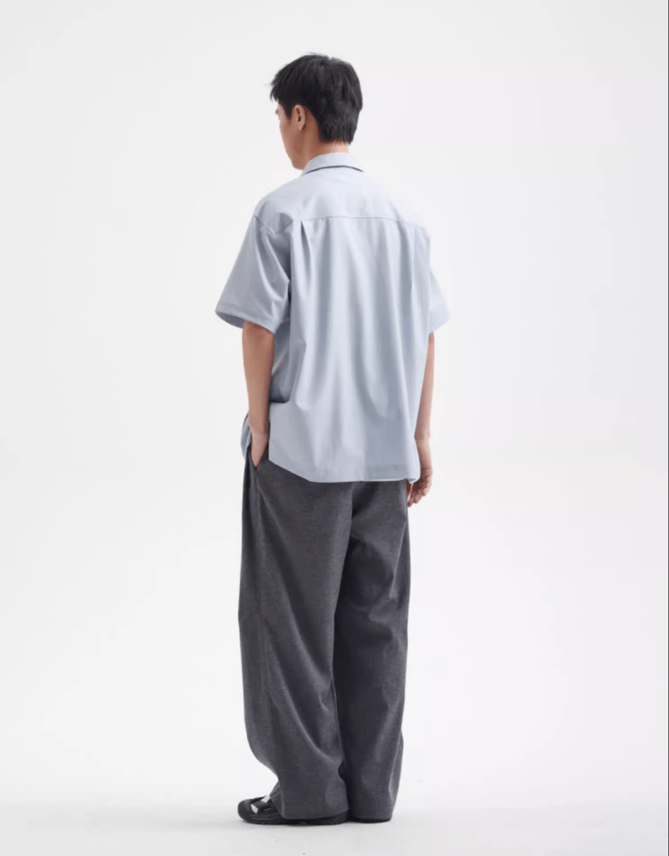 Pleat Detail Shirt / 繊細アコーディオンプリーツ メンズ開襟シャツ 上品 光沢感 N5357 - ファッション通販 NNine(ナイン)