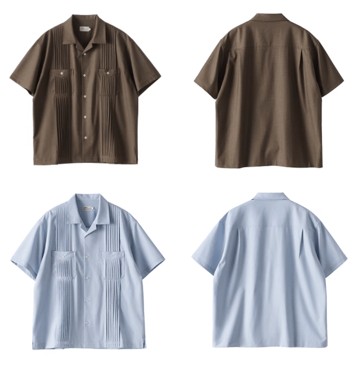 Pleat Detail Shirt / 繊細アコーディオンプリーツ メンズ開襟シャツ 上品 光沢感 N5357 - ファッション通販 NNine(ナイン)