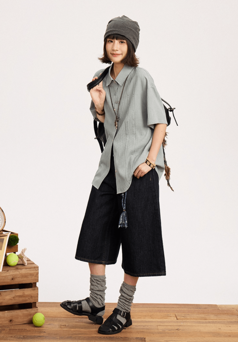 プリーツテクスチャー リラックス 半袖シャツ / Pleated Texture Shirt N5591 - ファッション通販NNine(ナイン)