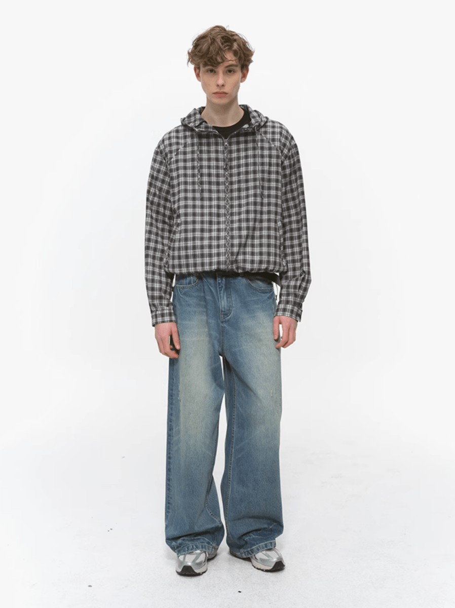 Retro check lightweight zip hoodie N5236 - ファッション通販 NNine(ナイン)