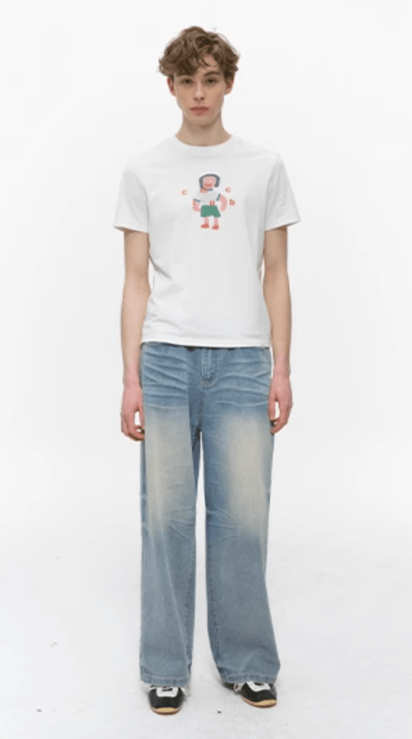 レトロデニムパンツ ヴィンテージ加工 メンズ レディース ワイドストレート / Retro Denim Pants N5450 - メンズファッション通販 NNine(ナイン)
