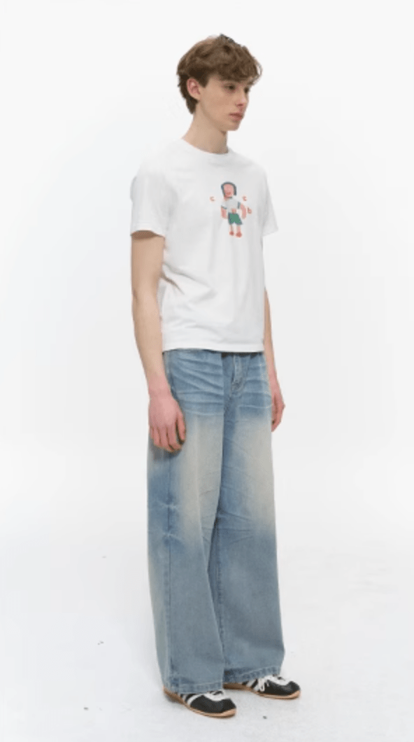 レトロデニムパンツ ヴィンテージ加工 メンズ レディース ワイドストレート / Retro Denim Pants N5450 - メンズファッション通販 NNine(ナイン)