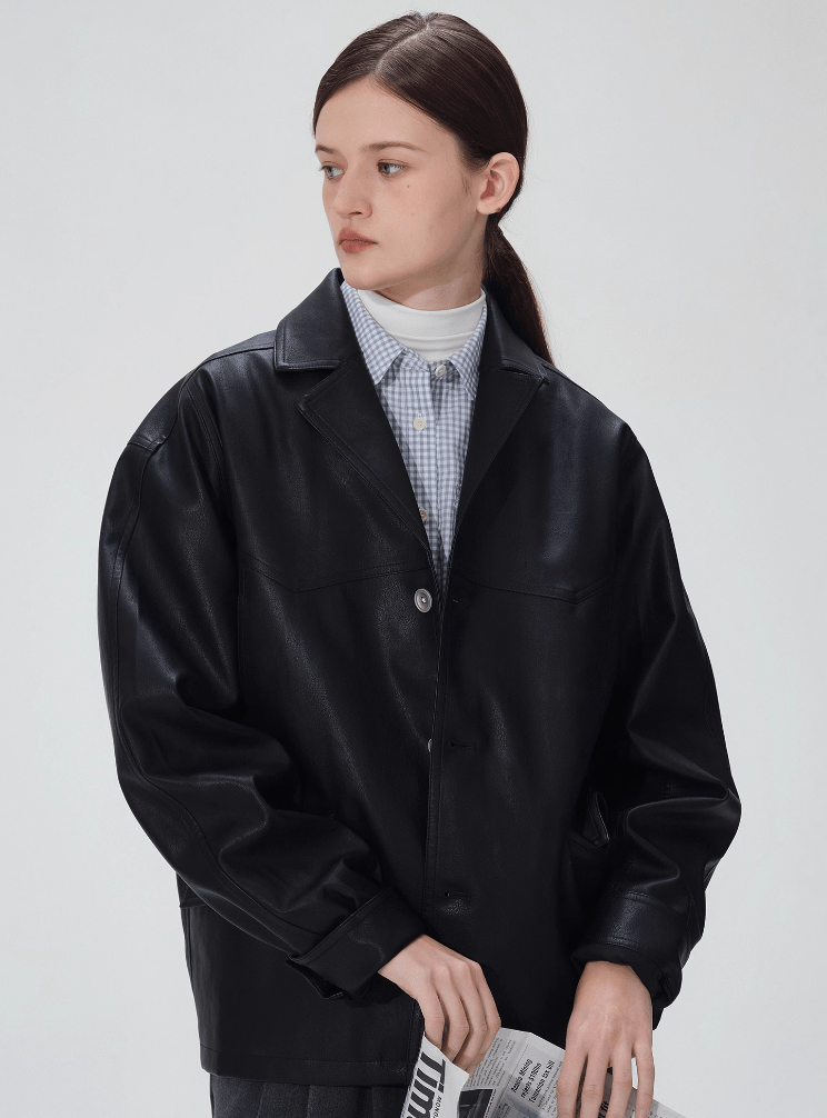 Retro PU leather jacket N5126 - ファッション通販 NNine(ナイン)