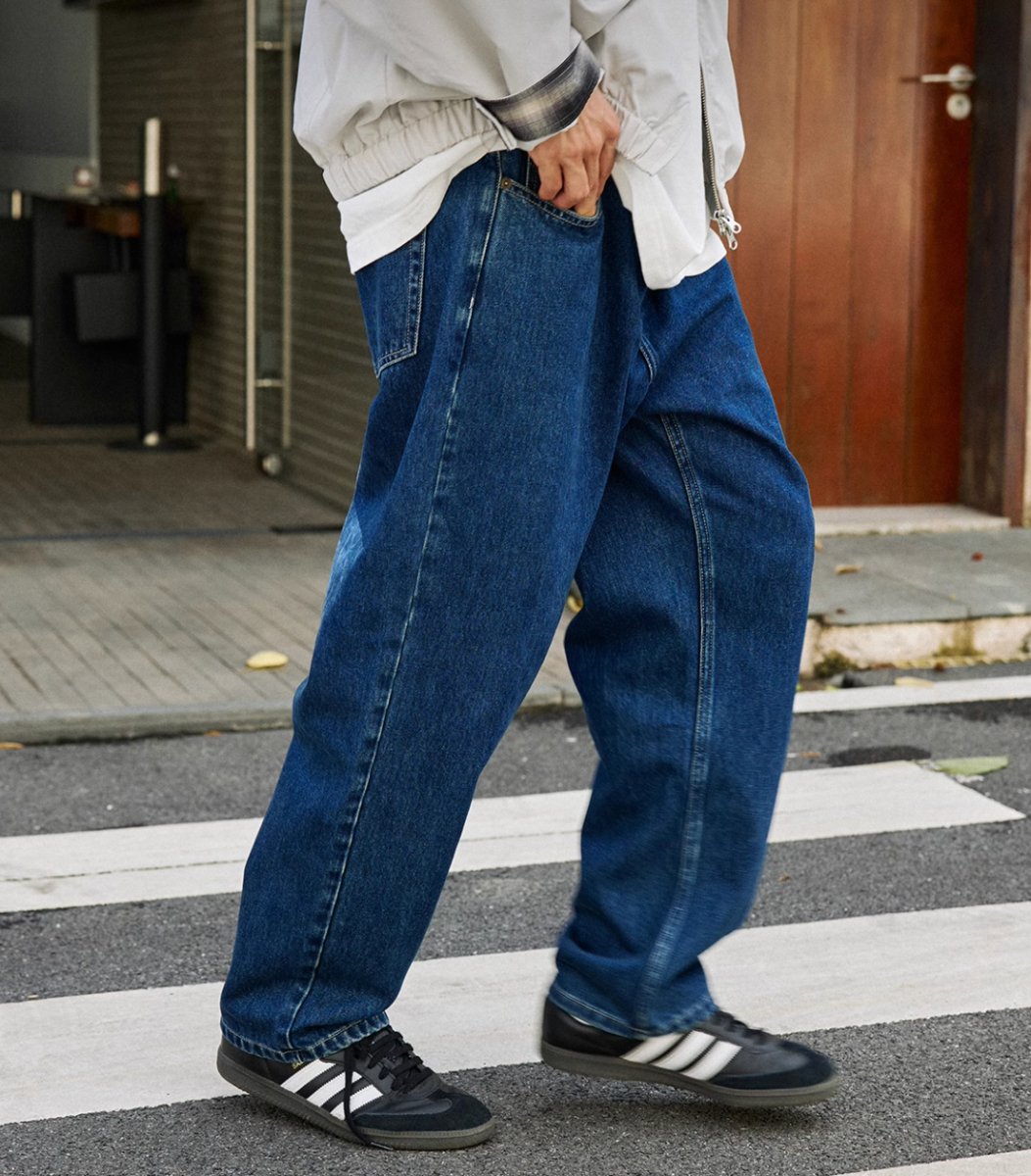 【裏フリース】Retro snowflake distressed denim pants N4489 - NNine