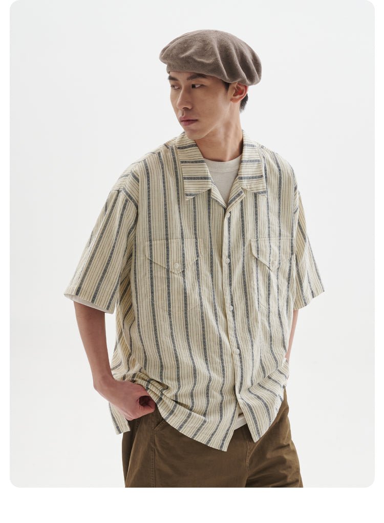 retro striped cuban shirt N3867 - NNine