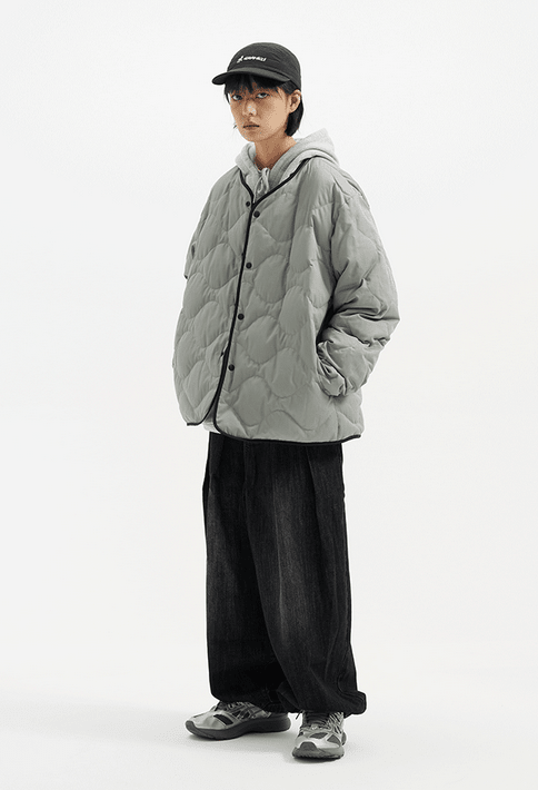Reversible collarless quilted down jacket N4800 - ファッション通販NNine(ナイン)