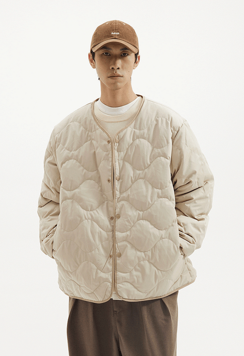 Reversible collarless quilted down jacket N4800 - ファッション通販NNine(ナイン)