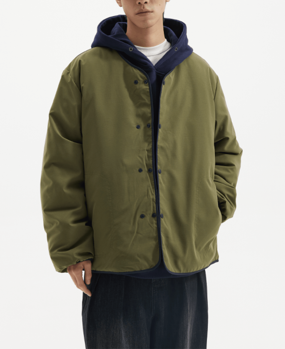 Reversible collarless quilted down jacket N4800 - ファッション通販NNine(ナイン)