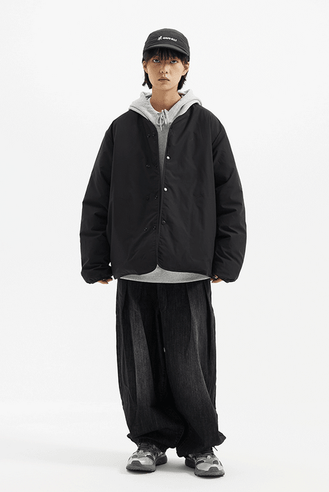 Reversible collarless quilted down jacket N4800 - ファッション通販NNine(ナイン)