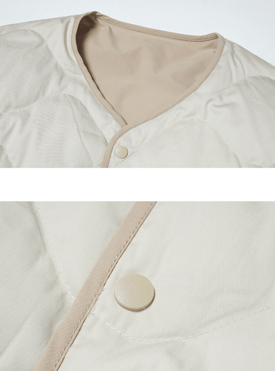 Reversible collarless quilted down jacket N4800 - ファッション通販NNine(ナイン)