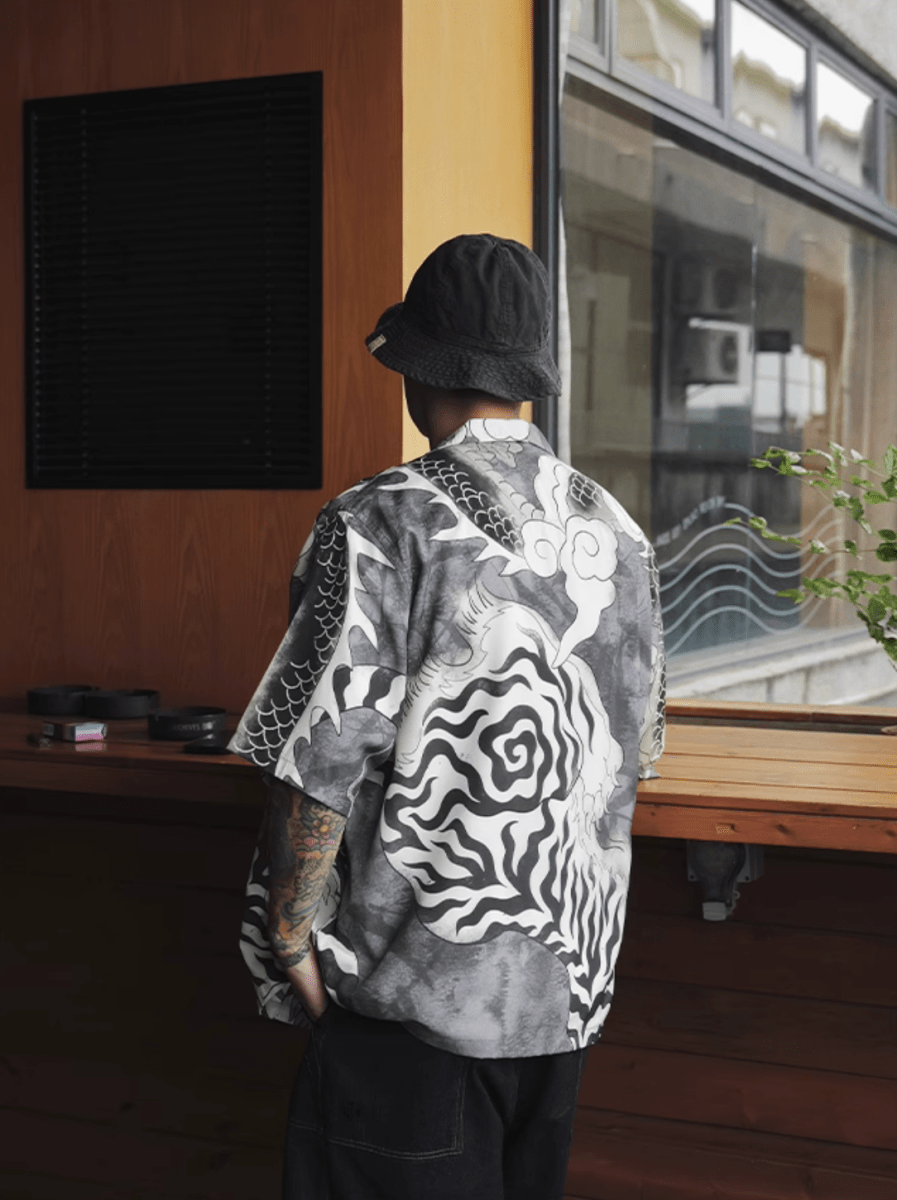 Ryutora Aloha Shirt Modal Blend / 龍虎 アロハシャツ 半袖 モーダル混 和柄 N5380 - ファッション通販 NNine(ナイン)