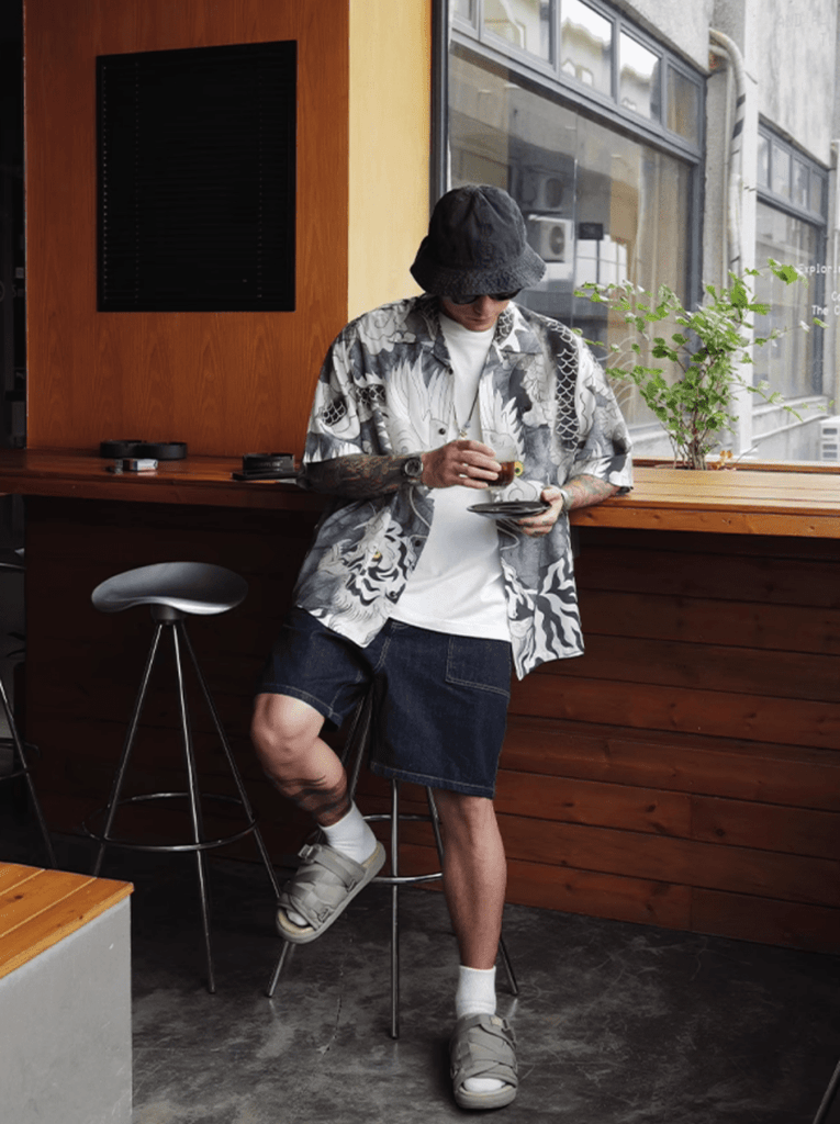 Ryutora Aloha Shirt Modal Blend / 龍虎 アロハシャツ 半袖 モーダル混 和柄 N5380