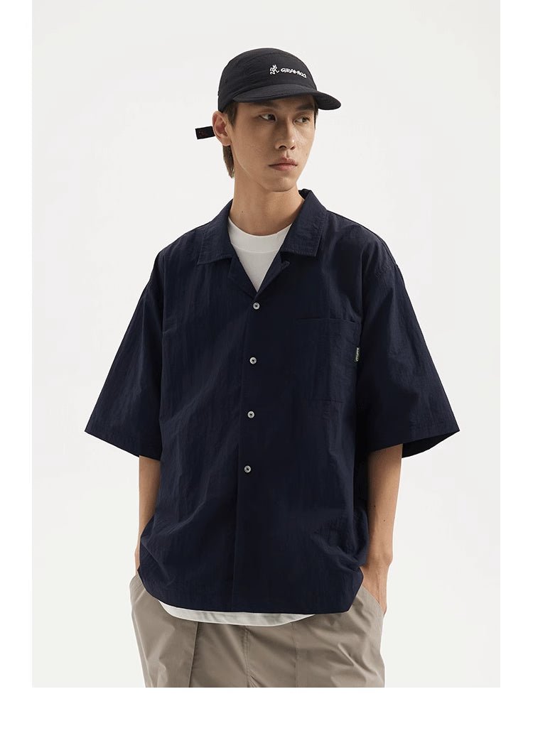 【撥水機能】short sleeve open collar shirt / ナイロンシャツ N3786 - NNine