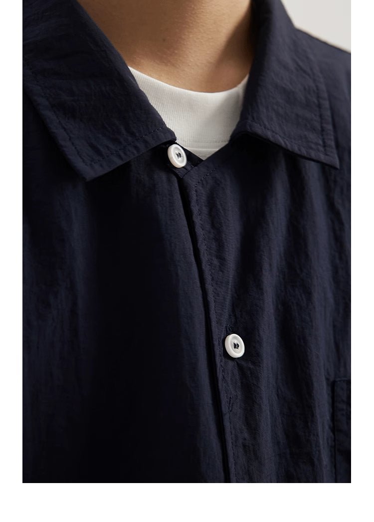 【撥水機能】short sleeve open collar shirt / ナイロンシャツ N3786 - NNine