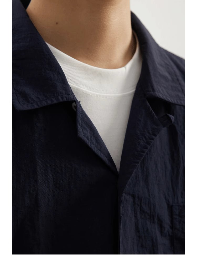 【撥水機能】short sleeve open collar shirt / ナイロンシャツ N3786 - NNine