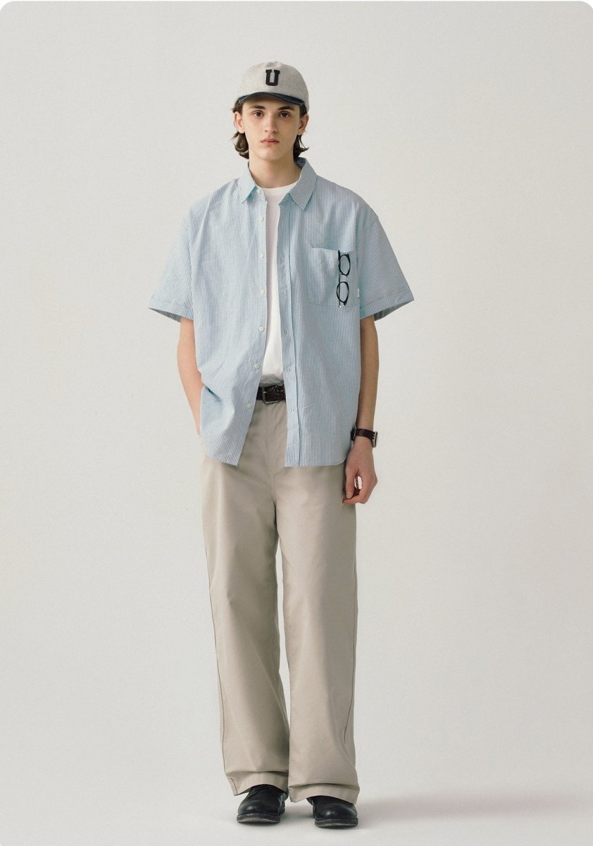 short sleeves Stripe Oxford Shirt N1820 - ファッション通販 NNine(ナイン)
