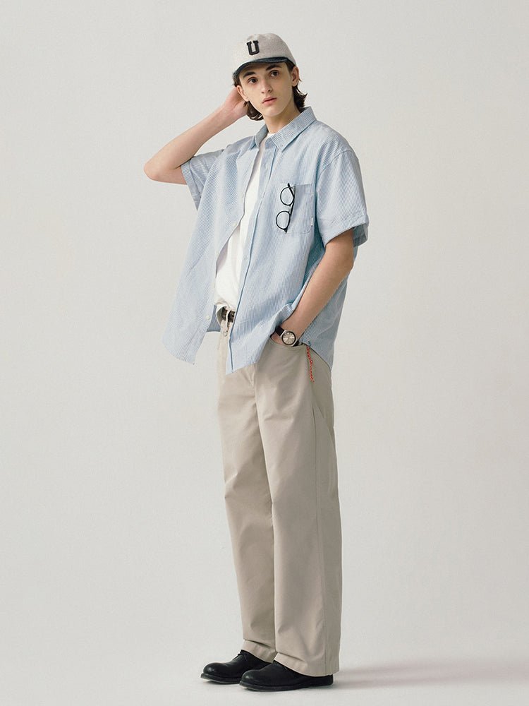 short sleeves Stripe Oxford Shirt N1820 - ファッション通販 NNine(ナイン)