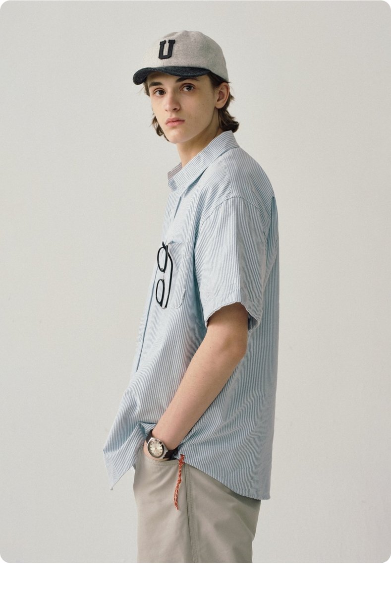 short sleeves Stripe Oxford Shirt N1820 - ファッション通販 NNine(ナイン)