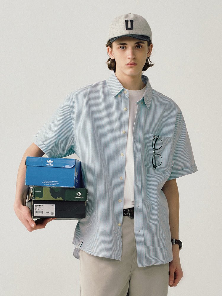 short sleeves Stripe Oxford Shirt N1820 - ファッション通販 NNine(ナイン)