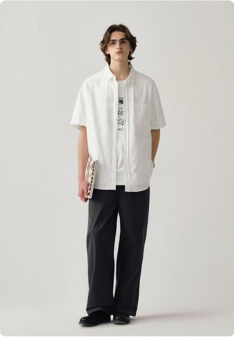 short sleeves Stripe Oxford Shirt N1820 - ファッション通販 NNine(ナイン)