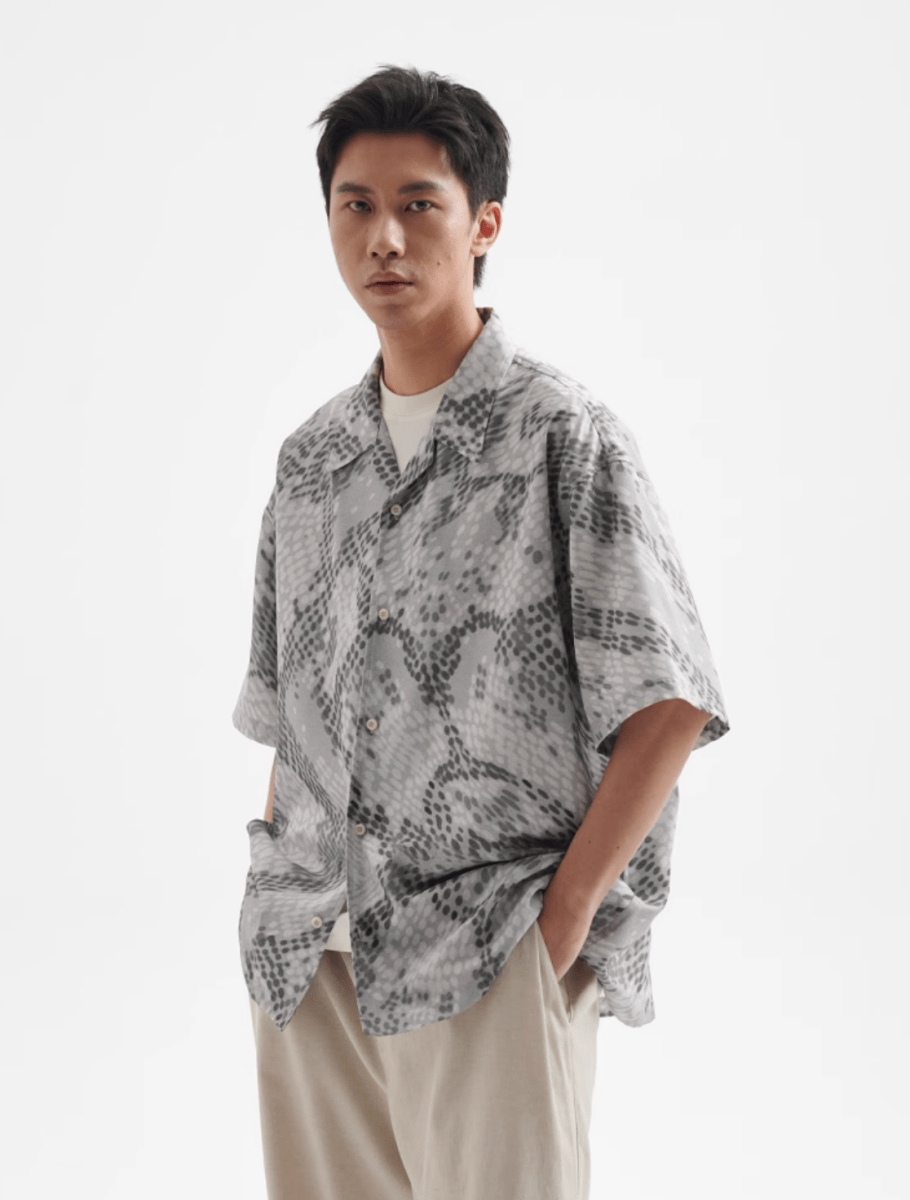 Snake Print Open Collar Shirt / スネーク柄 開襟シャツ 半袖 アニマル N5358 - ファッション通販 NNine(ナイン)